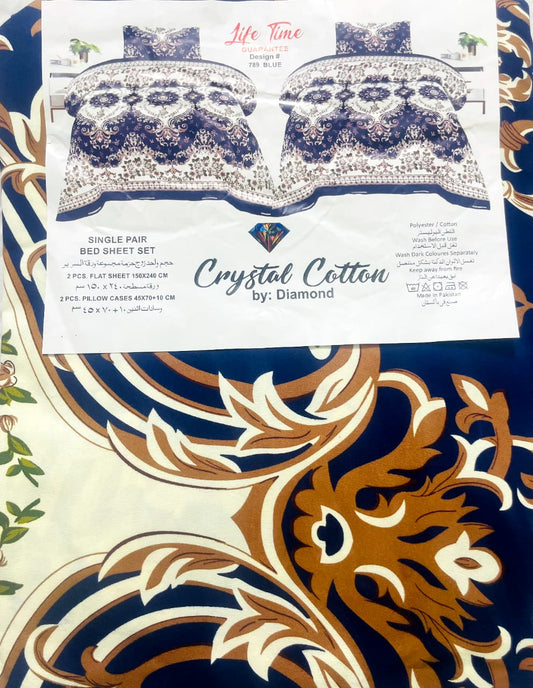 Crystel Cotton Singel Bed sheet 2 pc set